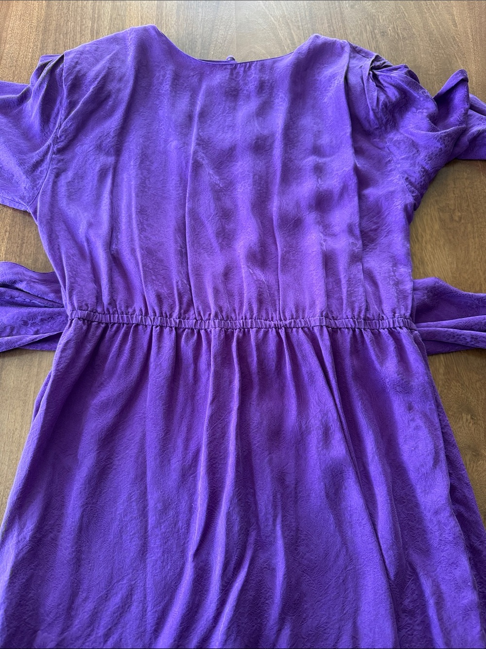 Vintage Silk Purple Long Sleeve Wrap Dress - Picture 6 of 7